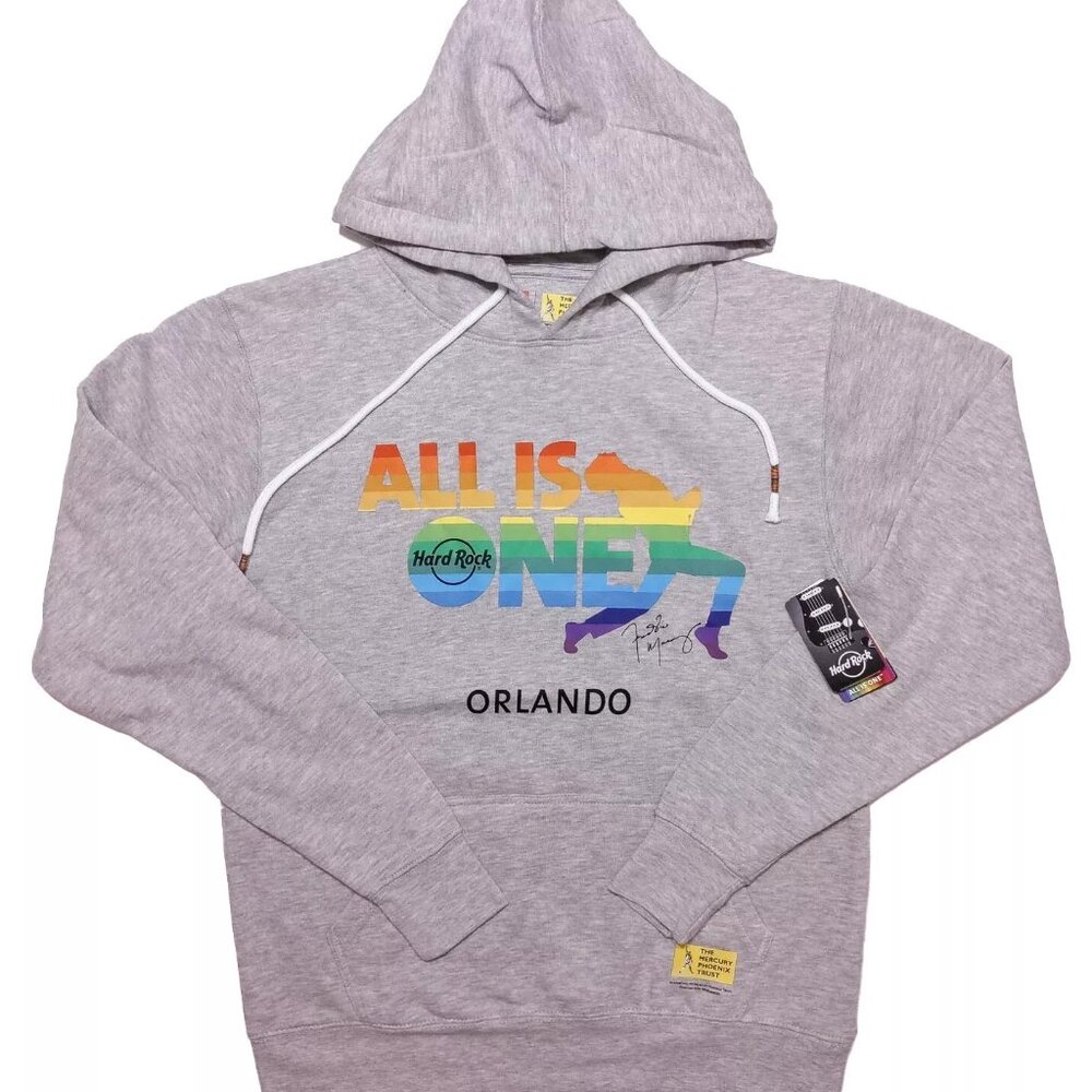 HARD ROCK CAFE Freddie Mercury Queen‎ Hoodie Orlando Gay Pride Small S ~ New